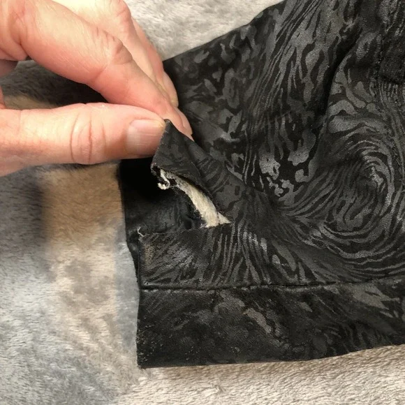 Outbrook Leather Coat Womens Large Black Long Baroque Suede Detail 80s Vintage - Picture 14 of 16